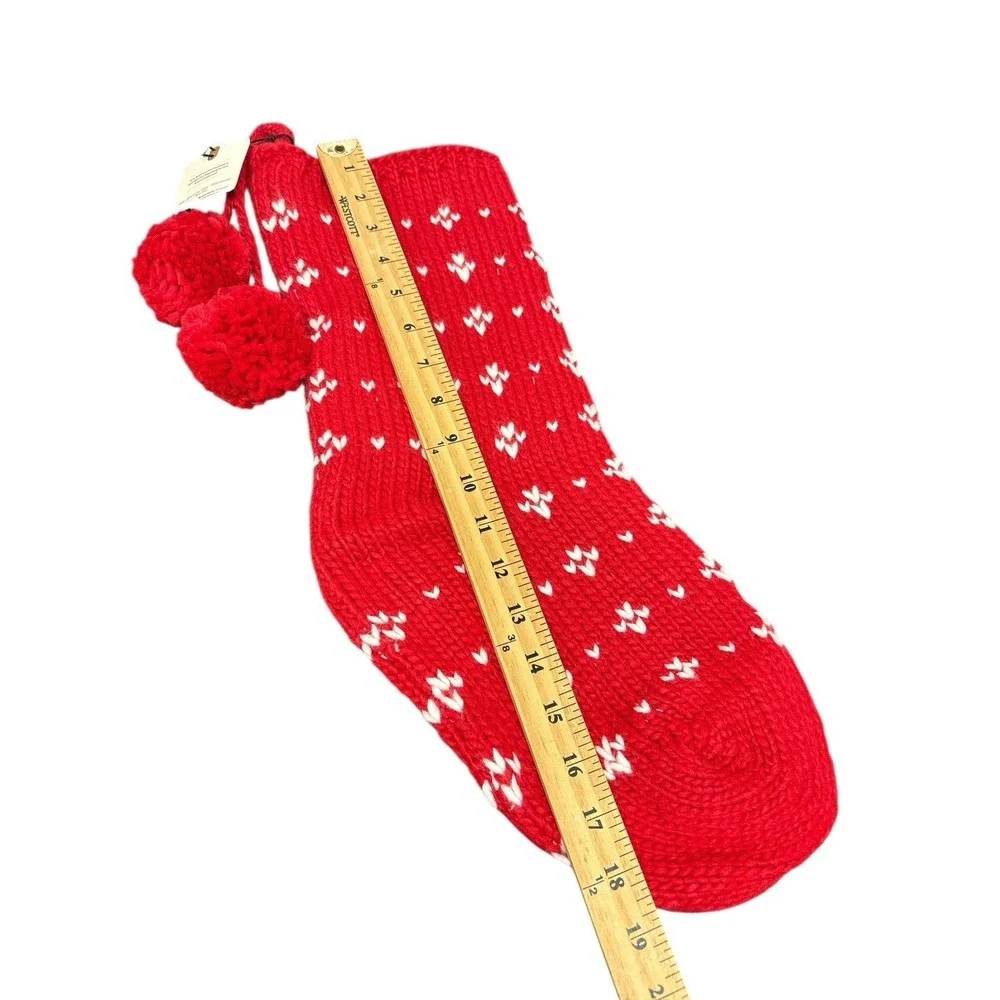 Hearth & Hand Magnolia Green Snowflake Red Christmas Jacquard Knit Stockings NWT